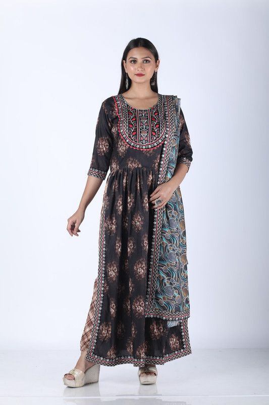SPARROW Printed Kurta, Trouser/Pant & Dupatta Set