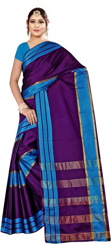 Self Design Maheshwari Art Silk Saree  (Purple)