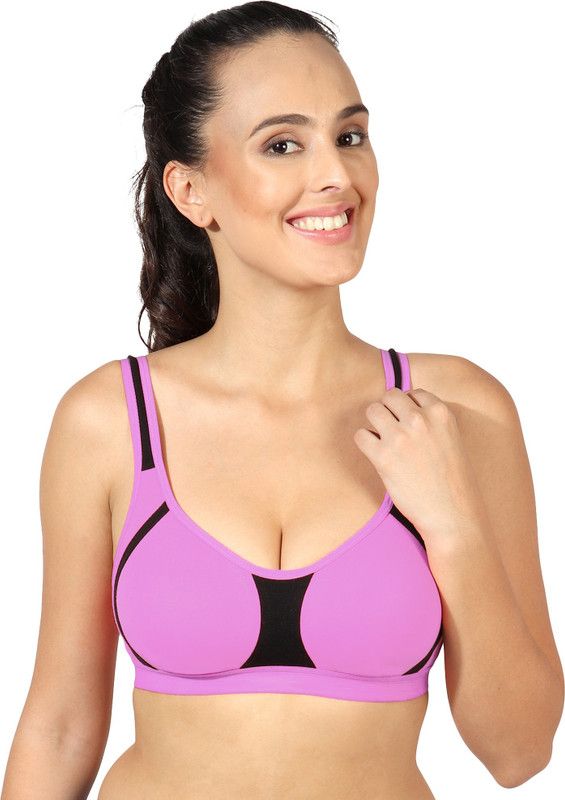 Women Sports Non Padded Bra  (Purple, Black)