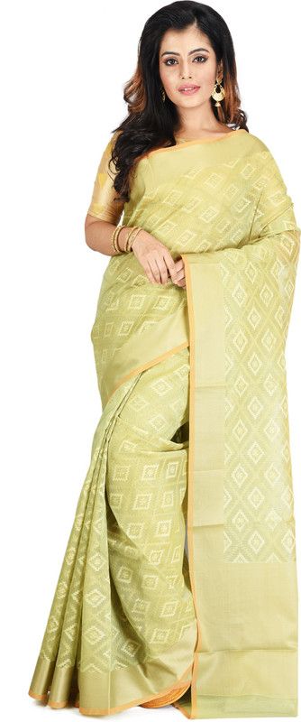Geometric Print Banarasi Cotton Blend Saree  (Multicolor)