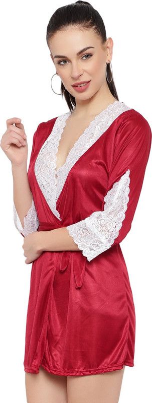 Solid, Floral Print Babydoll