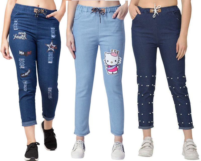 Girls Regular Mid Rise Blue Jeans  (Pack of 3)