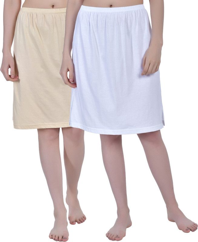 Women Solid Regular White, Beige Skirt