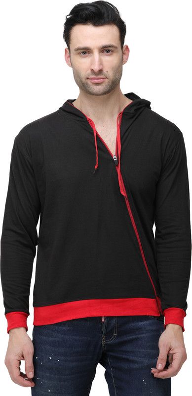 Solid Men Red, Black T-Shirt