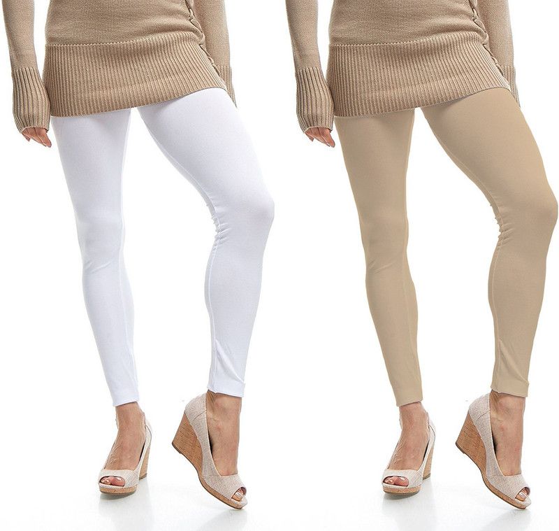 Omikka Ankle Length Ethnic Wear Legging  (White, Solid)