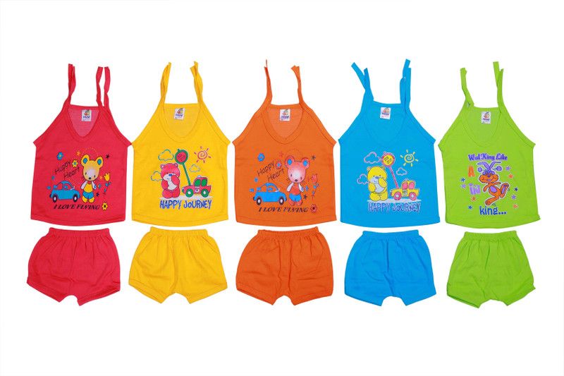 Baby Boys & Baby Girls Daisy Party(Festive) Vest Trouser  (Multicolor)