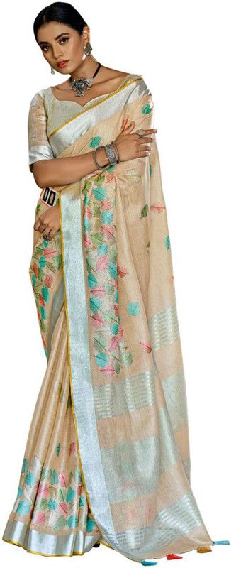 Banarasi Linen Saree  (Brown)