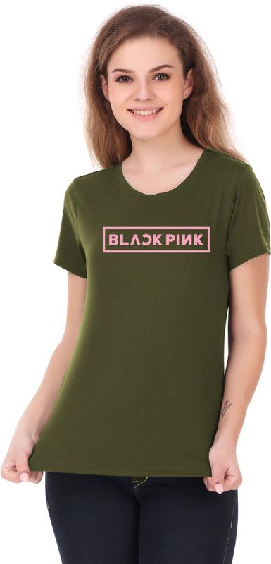 PIU_04 Women Typography Round Neck Pure Cotton Green T-Shirt