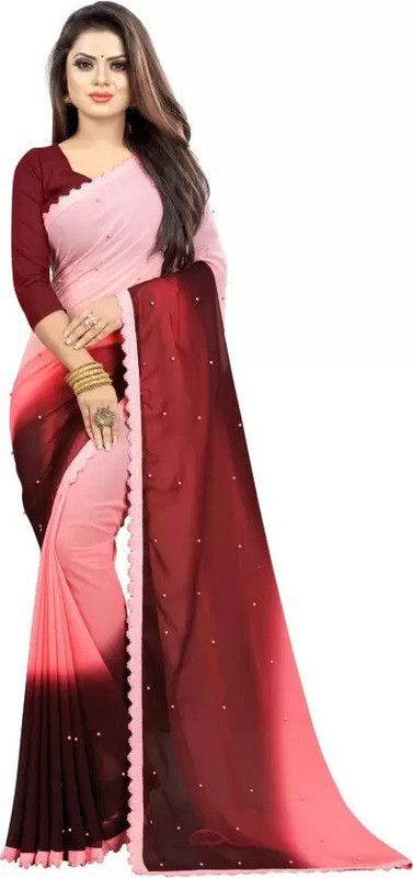 Dyed Bollywood Georgette Saree  (Dark Green)