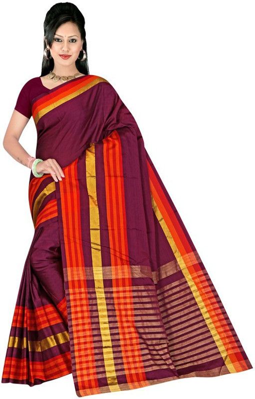 Checkered Bollywood Chiffon Saree  (Brown)