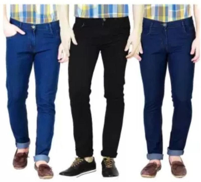 Men Regular High Rise Multicolor Jeans  (Pack of 3)