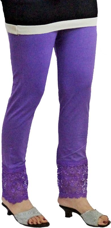 BikenWear Ethnic Wear Legging  (Purple, Solid)