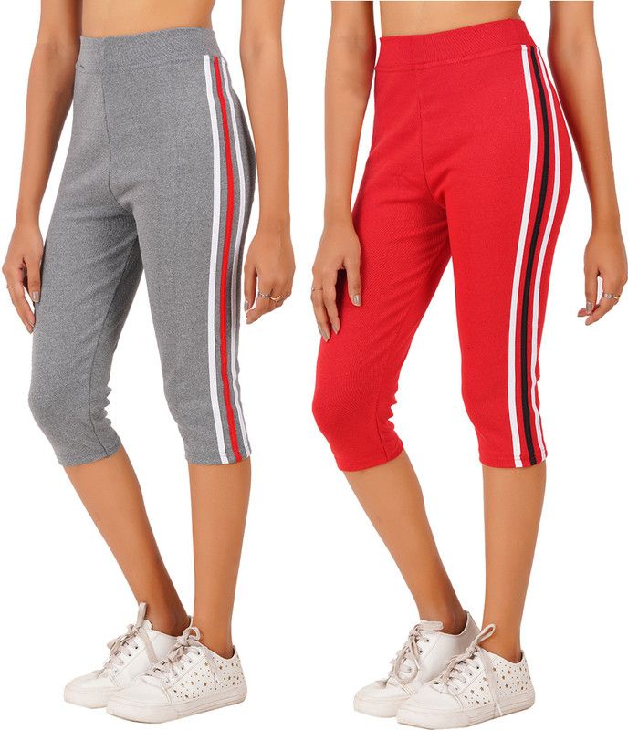 Women Grey, Red Capri