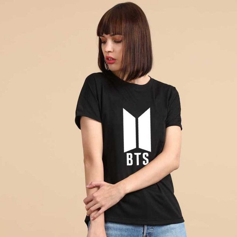 Women Printed, Graphic Print Round Neck Pure Cotton Black T-Shirt