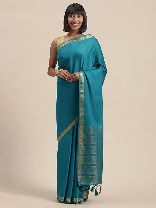 Striped Maheshwari Crepe Saree  (Light Blue)