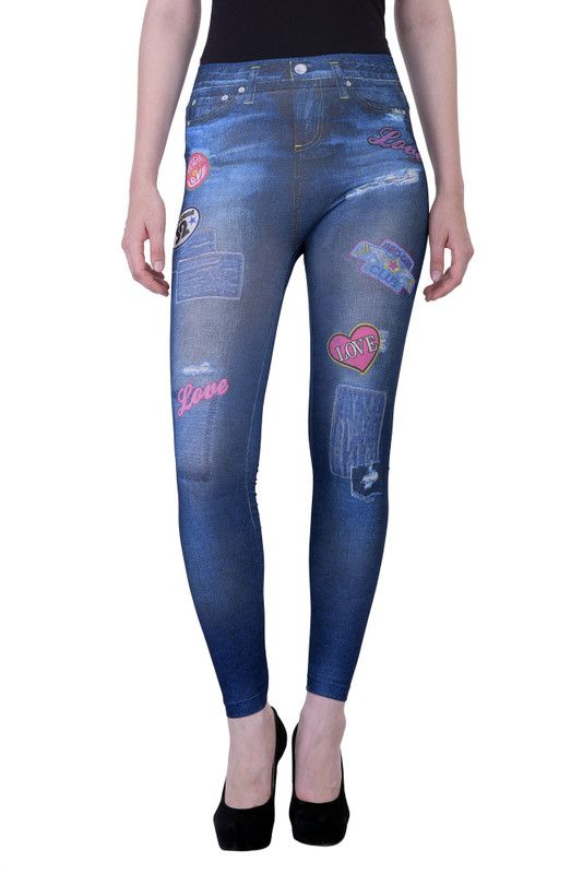 N-gal Ankle Length Ethnic Wear Legging  (Blue, Printed)