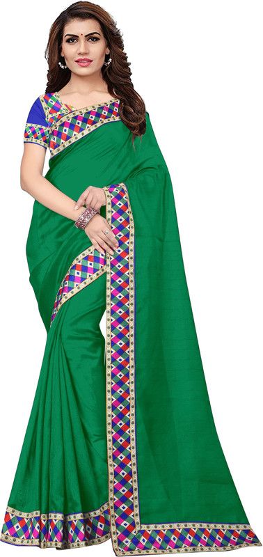 Bhagalpuri Silk Blend Saree  (Green)