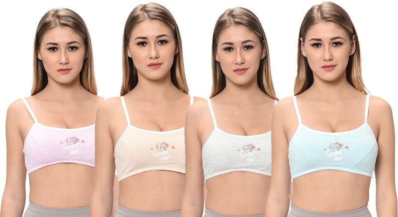 Pack of 4 Women Cami Bra Non Padded Bra  (Green, Beige, Grey)