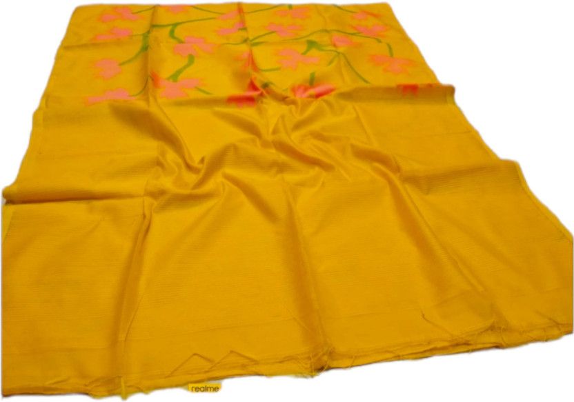 Self Design Bollywood Muslin Saree  (Yellow)