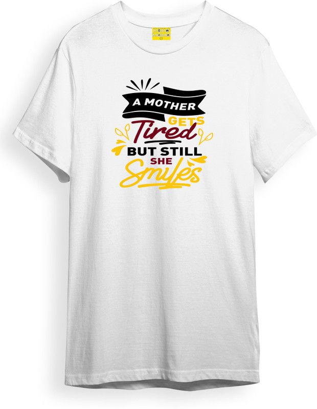 Smiling Mother Half Sleeve T-Shirt For Women Women Printed Round Neck Pure Cotton White T-Shirt
