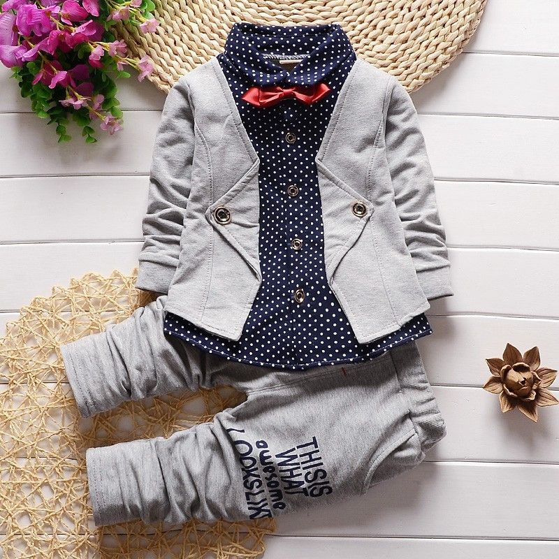 ORTUGAL Baby Boys & Baby Girls Party(Festive) Jacket Pant  (Grey)