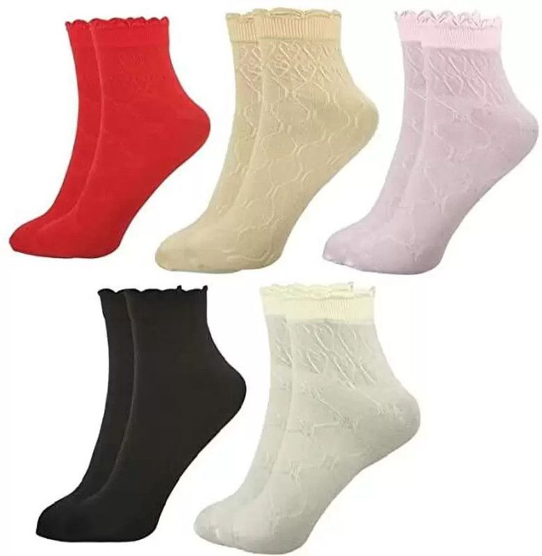Women Solid Ankle Length, Low Cut  (Pack of 5)
