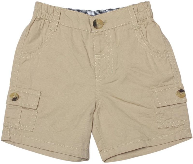Short For Boys Casual Woven, Solid Cotton Blend  (Beige, Pack of 1)