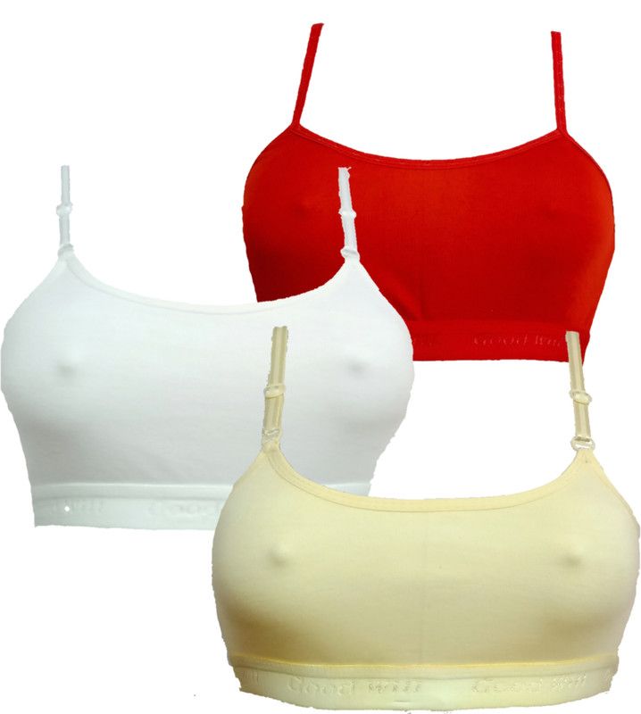 Pack of 3 Girls Bralette Non Padded Bra  (Beige, Red, White)