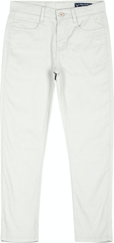 Boys Slim Fit White Cotton Blend Trousers
