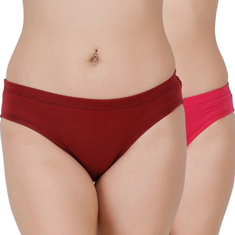 Pack of 2 Women Hipster Maroon, Pink Panty