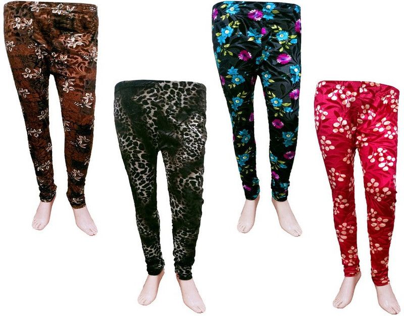 IndiWeaves Ankle Length Western Wear Legging  (Brown, Light Green, Red, Printed)