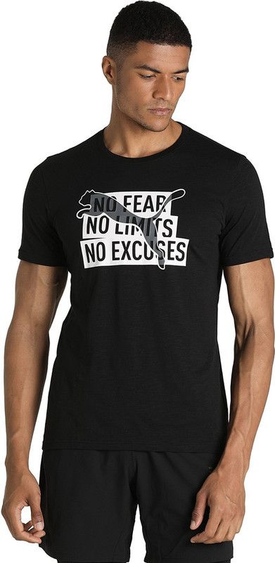 PERFORMANCE SLOGAN CAT TEE Men Printed Crew Neck Polyester Black T-Shirt