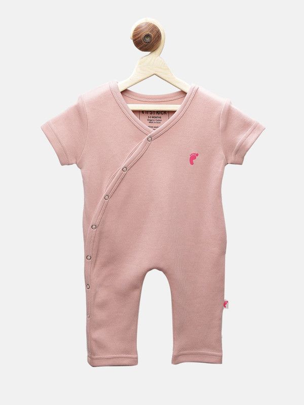 Romper For Boys & Girls Casual Solid Cotton Blend  (Pink, Pack of 1)