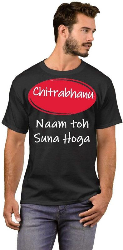 Chitrabhanu College Fashion 33 Men Printed Round Neck Cotton Blend Black T-Shirt