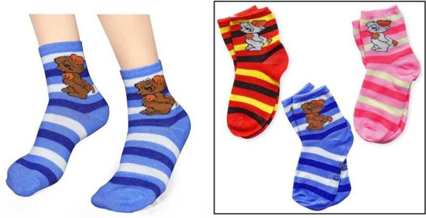 Baby Boys & Baby Girls Solid, Printed, Animal Print Mid-Calf/Crew  (Pack of 3)