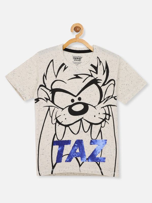 LOONEY TUNES Boys Graphic Print Polycotton T Shirt  (White, Pack of 1)