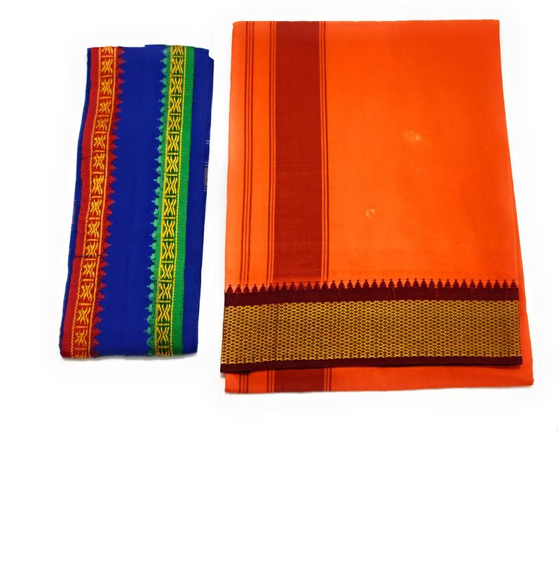 shershaan Solid, Striped Orange Lungi