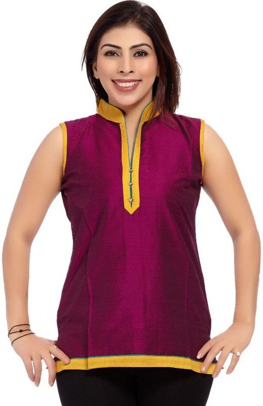 Casual Sleeveless Solid Women Green, Pink, Yellow Top