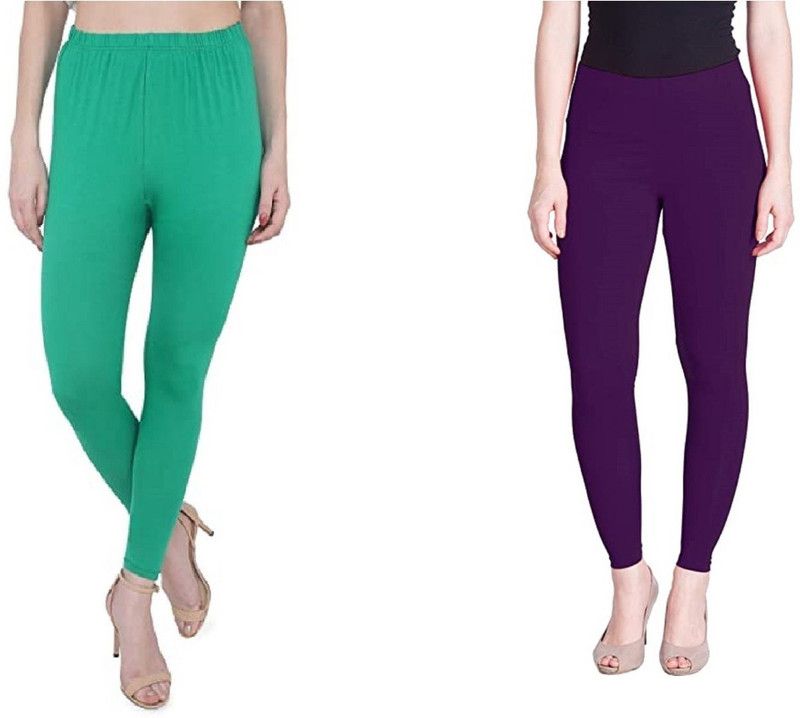 SKF Churidar Ethnic Wear Legging  (Green, Purple, Solid)