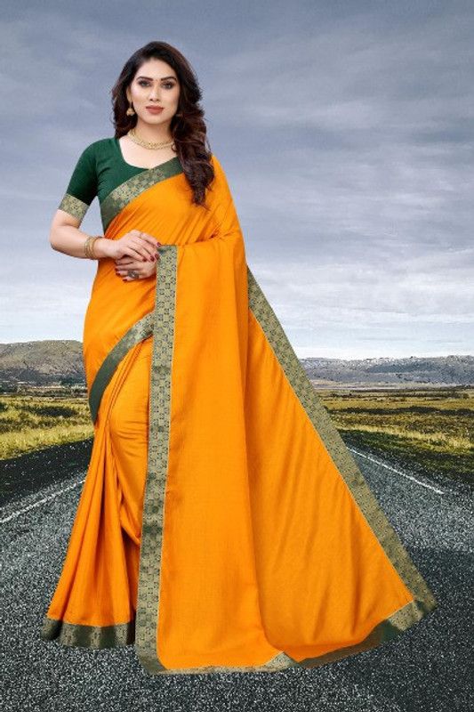 Solid/Plain Bhagalpuri Tussar Silk Saree  (Yellow)