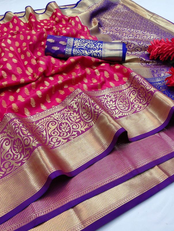 Woven Arani Pattu Pure Silk, Art Silk Saree  (Multicolor)