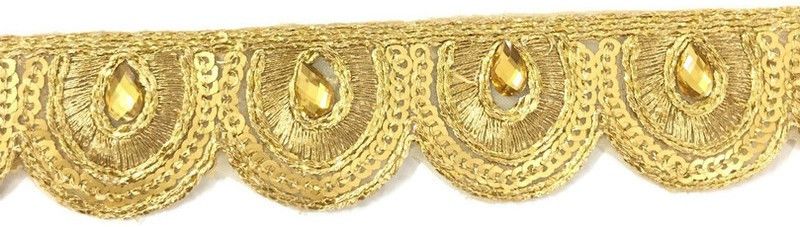 Dasync 5LB00890 Lace Saree Falls  (Gold)
