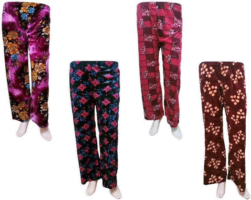 Women Regular Fit Purple, Pink, Maroon Velvet Trousers