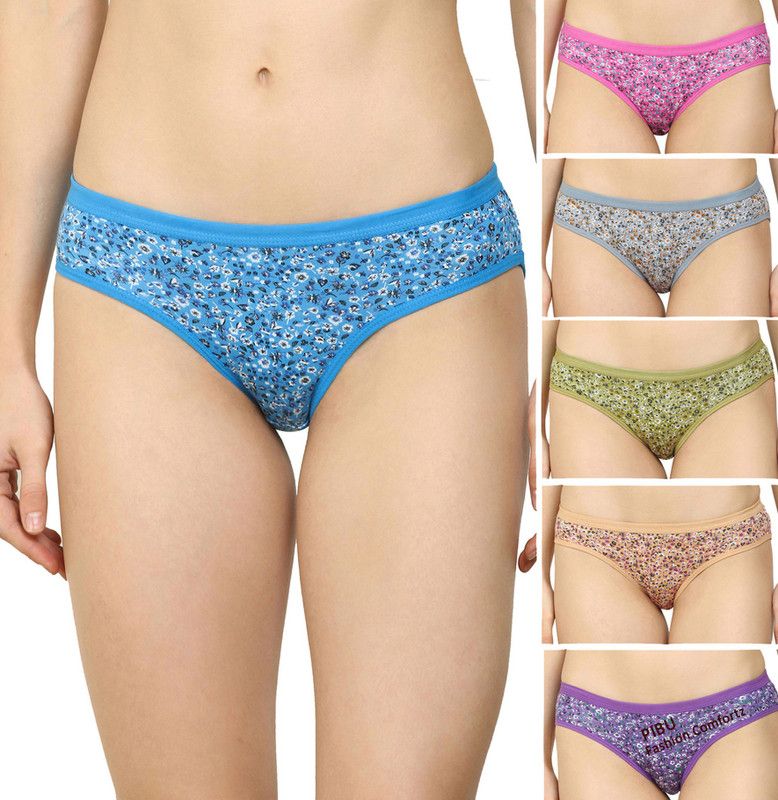 Pack of 6 Women Hipster Blue, Pink, Grey, Purple, Yellow, Green Panty