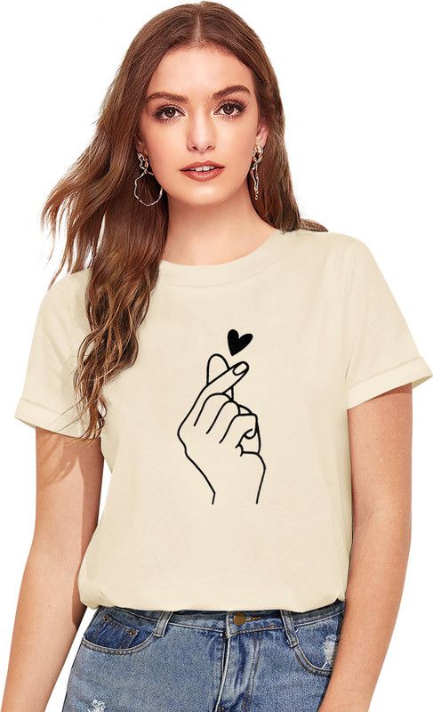 Party Graphic Print Women Beige Top