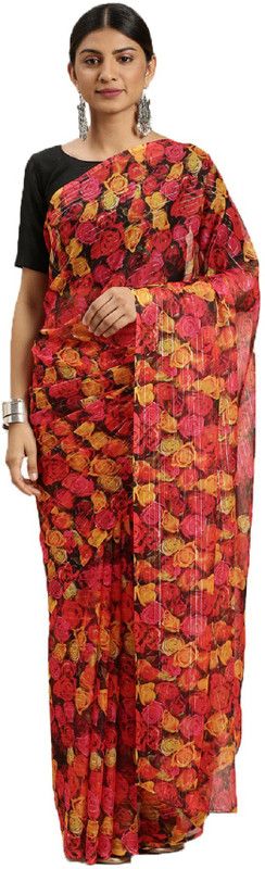 Printed Fashion Pure Silk Saree  (Multicolor)