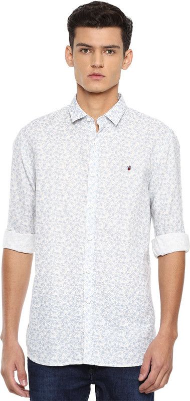 Men Super Slim Fit Printed Spread Collar Casual Shirt