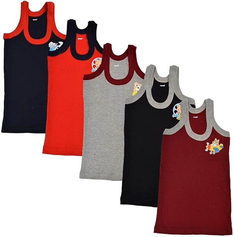 Vest For Baby Boys Hosiery  (Multicolor, Pack of 5)