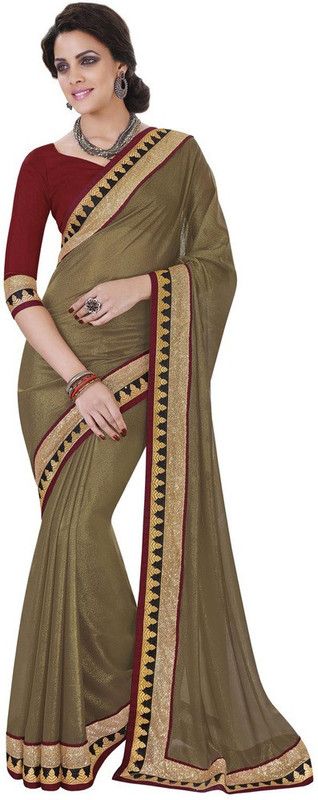 Embellished Bollywood Georgette Saree  (Gold)
