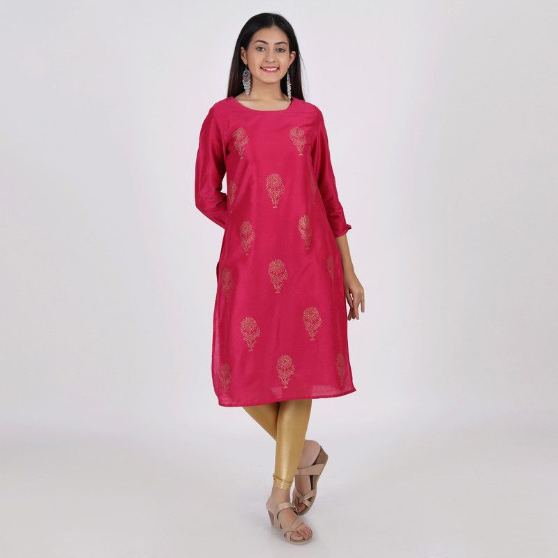 Women Kurta and Leggings Set Polyester